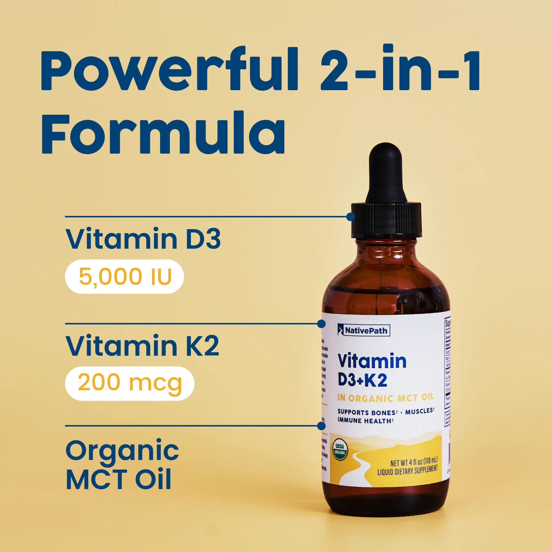 Vitamin D3+K2 Tincture - 4oz - Image 5