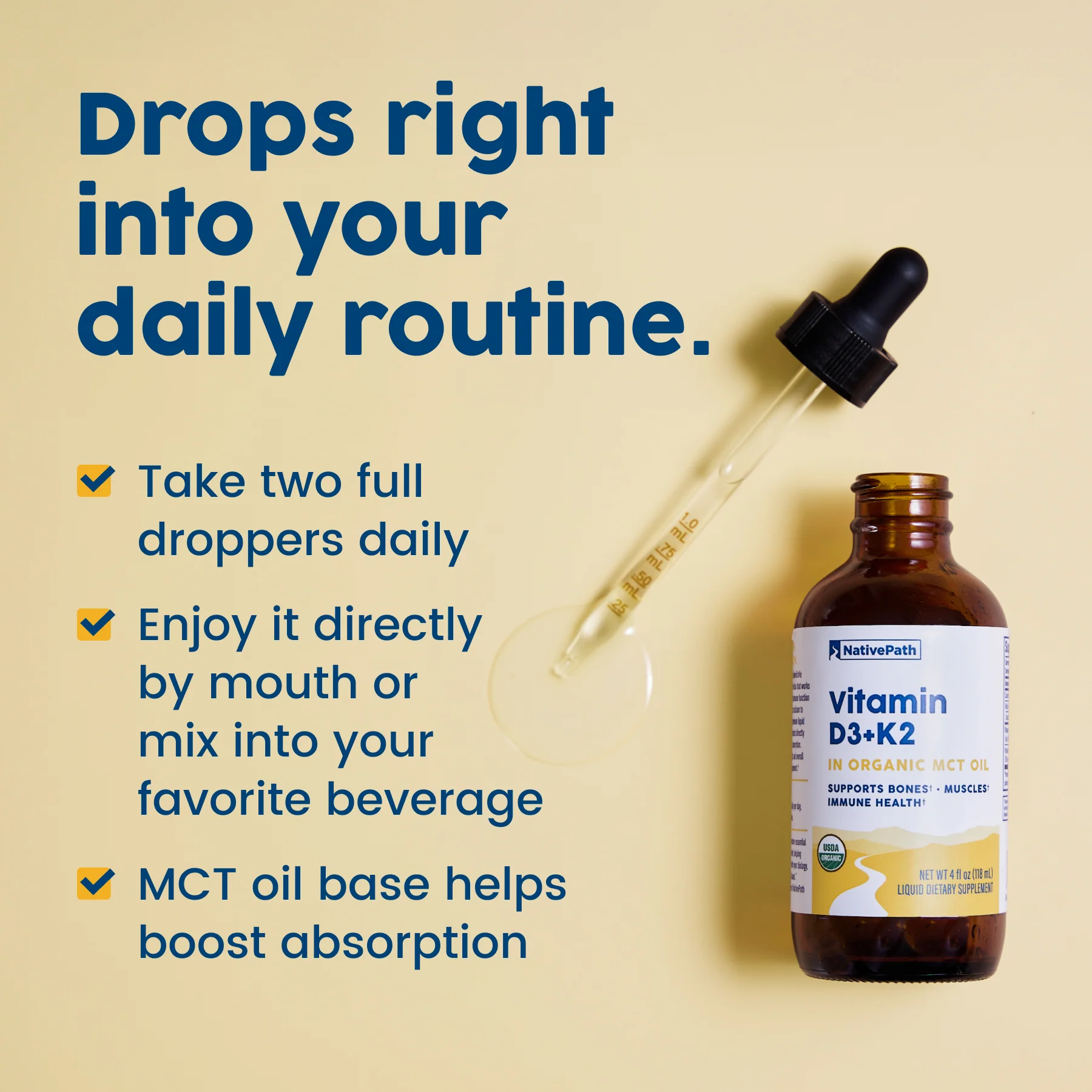 Vitamin D3+K2 Tincture - 4oz - Image 6